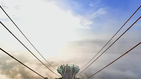 Time Lapse of Beautiful top view of sea of fog at Ai Yerweng Skywalk Stock Footage 242821655