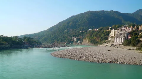 Time lapse of beautiful view on the Ganges river in Rishikesh Stock-Footage 58493698