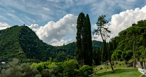 Time lapse with beautiful view of Iverian Mountain, New Athos, Abkhazia, Georgia Stock Footage 115952862