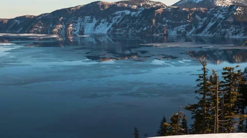 Time Lapse Beautiful View Of Lake By Mountains During Winter - British Columbia, Stock Footage 160314250