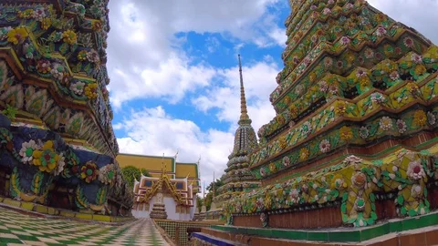 Time Lapse Beautiful Wat Pho Temple , Bangkok , Thailand 库存影片 92322271