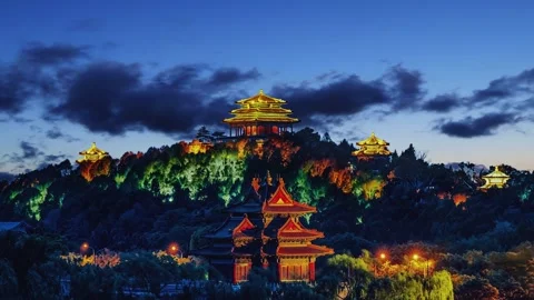 Time-Lapse of Beijing Forbidden City at Night Stock Footage 332377647