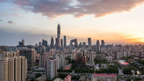 Time Lapse of Beijing Skyline from day to night Stockbeeldmateriaal 88592707