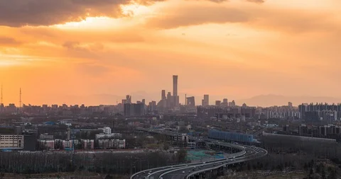 Time Lapse Beijing Skyline Stock Footage 124990123
