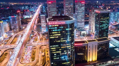 Time lapse-Beijing Skyline At Night Stock Footage 63069552