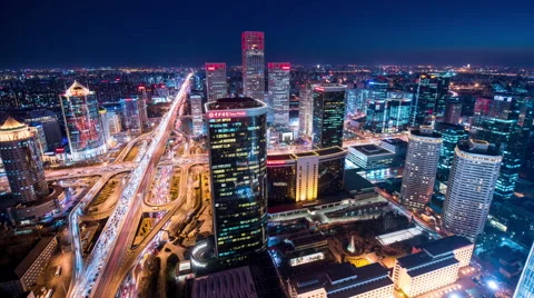 Time lapse-Beijing Skyline At Night Stock Footage 63069890