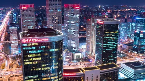 Time lapse-Beijing Skyline At Night Stock Footage 63072082