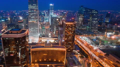 Time lapse-Beijing Skyline At Night Stock Footage 63083968