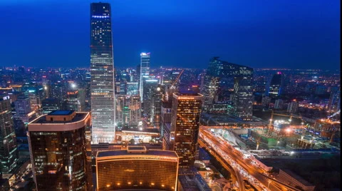 Time lapse-Beijing Skyline At Night Stock Footage 63084558