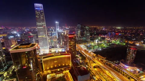 Time lapse-Beijing Skyline At Night Stock Footage 63084776