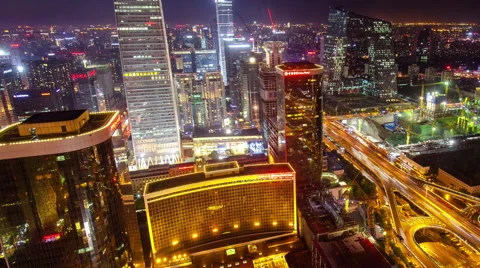 Time lapse-Beijing Skyline At Night Vídeo Stock 63099489