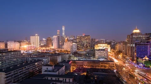 Time Lapse beijing skyline at night Vídeo Stock 102729235