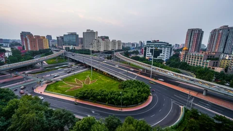 Time Lapse Beijing Skyline At Sunset Video stock 115101933
