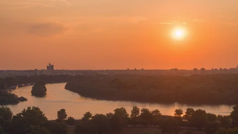 Time lapse of Belgrade waterfront at sunset Stock Footage 127813605