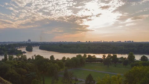 Time lapse of Belgrade waterfront at sunset Stock Footage 127827304
