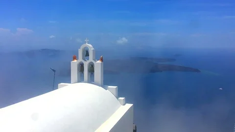 Time Lapse of Bell Tower with a beautiful view of sea Stock Footage 102273695