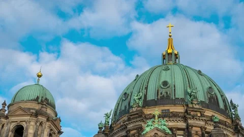 Time lapse of Berlin Cathedral in Berlin, Germany with passing clouds in 4K Stock Footage 231367803