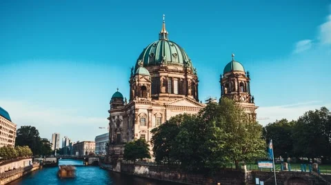 Time-lapse of Berlin Dome with Spree River Stock Footage 63823602