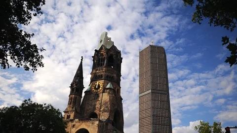 Time Lapse Berlin Protestant Kaiser William Church Sculpture Tourist Attraction Stock Footage 105707723