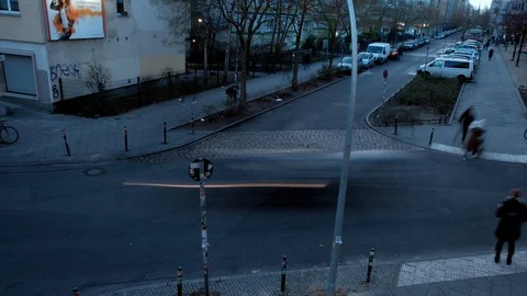 Time Lapse Berlin Streets, sunset. Stock Footage 102561617