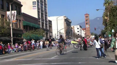 Time lapse of biciycles in parade Stock Footage 114318