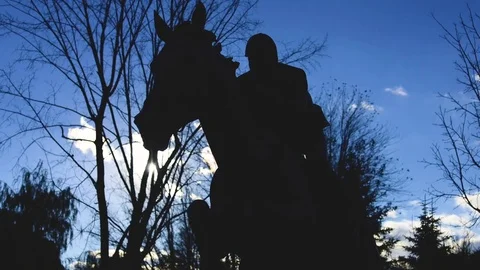 Time-lapse of the Big Ben statue in Perth Ontario. Ian Millar sits atop. Stock Footage 84545836