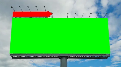 Time lapse big billboard and cloud float in sky (2 shot, green and white screen) Stock Footage 40225541