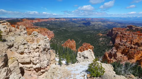 A Time-Lapse Of Big Clouds Passing Over A Vast Canyon Land Covered In Trees. Stock Footage 51752142