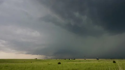Time Lapse of Big Storm Clods Developing With a Busy US Highway. Stock Footage 233208763