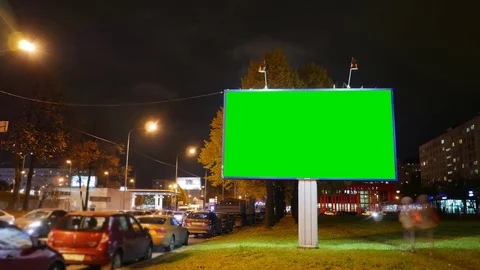 Time Lapse. A Billboard with a Green Scr... | Stock Video | Pond5