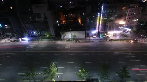 Time lapse Bird view of Night traffic in Seoul, Stock Footage 41377176