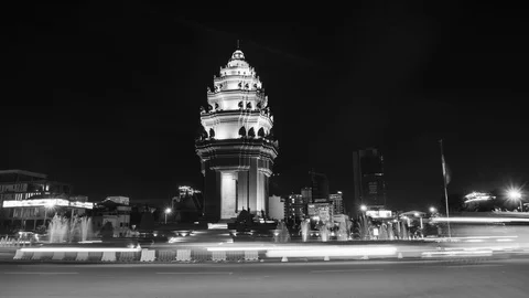 Time lapse black and white ndependence Monument Zoom In. Stock Footage 116011936