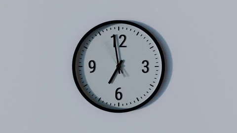 Time-lapse black and white classic wall clock, neutral grey background Video stock 279740379