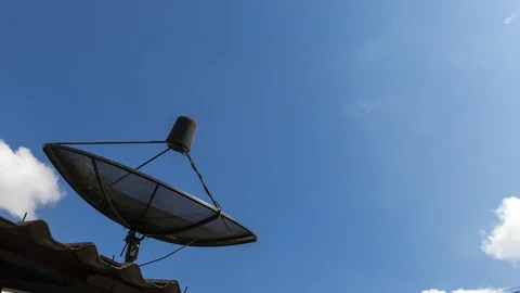 Time-lapse of Black antenna communication Satellite dish Stock Footage 102226326