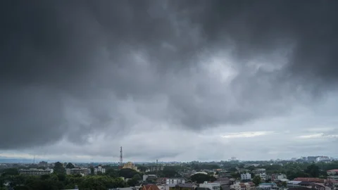 Time-lapse, Black clouds over cities View of dark sky with clouds Stock Footage 203687667