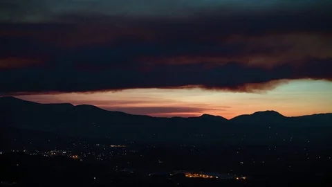 Time Lapse black hills red blood orange sunset smoke ominous eagle creek fire Stock Footage 81573211