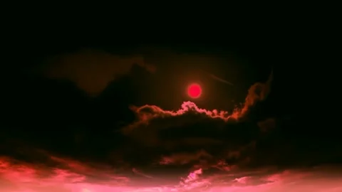Time-lapse black sky style fantasy with Solar Eclipse for background.  Stock Footage 142774630