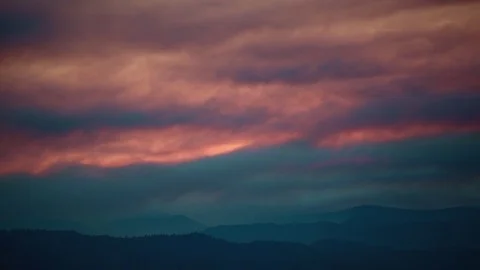 Time Lapse black smoke red blood orange sunset smoke ominous eagle creek fire Stock Footage 81573149