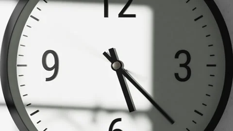 Time-lapse black white classic wall clock, day to evening transition, zoom out Stock Footage 305007709