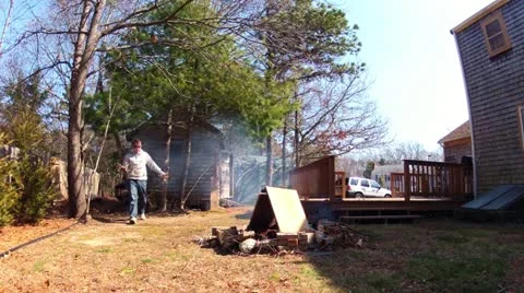 Time-lapse blazing campfire burning brush Stock Footage 10887685