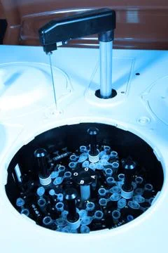 Time lapse of blood test machine in laboratory Stock Photos