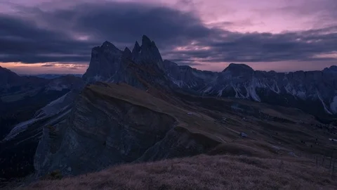 Time lapse blue hour Seceda Stock Footage 83468505