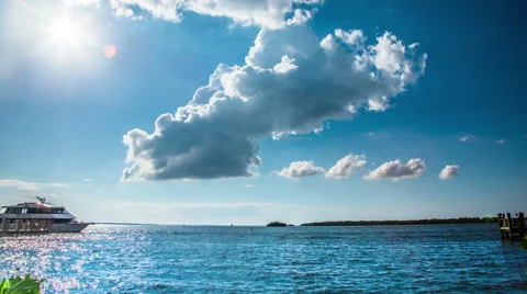 Time Lapse - Blue Ocean with Beautiful Cloudscape Stock Footage 66877878