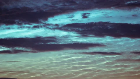 Time lapse of blue silvery clouds or noctilucent clouds or night shining clouds. Stock Footage 156763569