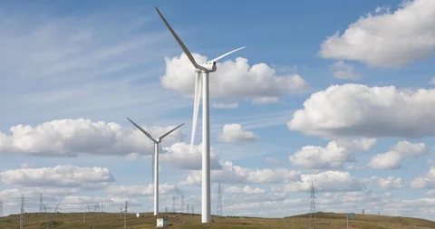 Time Lapse - Blue Sky And Wind Power Video stock 125457968