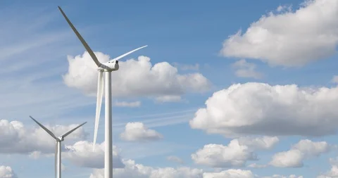 Time Lapse- Blue Sky And Wind Power Video stock 125457972