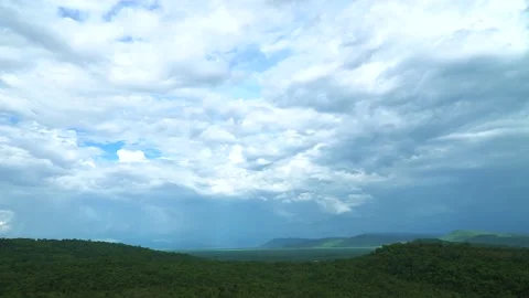 Time-lapse blue sky and clouds on  the Mountain in raining day, wide of camera v Stock Footage 155800085