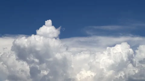 Time-lapse of blue sky and flowing white clouds Stock Footage 308455356