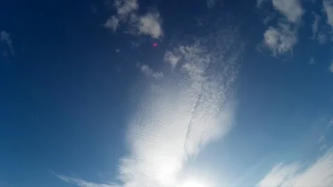 Time lapse of a blue sky with the clouds running driven by the wind Stock Footage 118705396