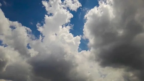 Time Lapse Blue Sky Cloudy with Sharp Sunlight in Summer Stock Footage 305988604